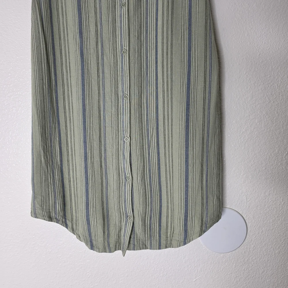 Cloth & Stone Striped Linen Blend Shift Dress Green And Blue Size S - Picture 10 of 12